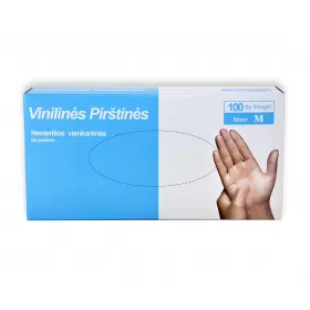 Vinyl Examination gloves, powder free, nonsterile, transparent, 100 pcs.