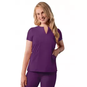 Notched V-neck Top A6002 Eggplant