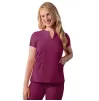 Notched V-neck Top A6002 Wine