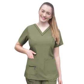 Women's Elevated V-neck Scrub Top P4212 Heather Olive