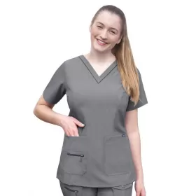 Women's Elevated V-neck Scrub Top P4212 Heather Grey