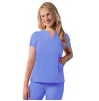 Notched V-neck Top A6002 Ceil Blue