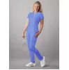 Notched V-neck Top A6002 Ceil Blue