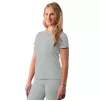 Notched V-neck Top A6002 Silver Gray