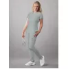 Notched V-neck Top A6002 Silver Gray