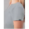 Notched V-neck Top A6002 Silver Gray