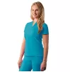 Notched V-neck Top A6002 Teal Blue