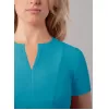 Notched V-neck Top A6002 Teal Blue