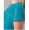 Notched V-neck Top A6002 Teal Blue