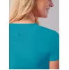 Notched V-neck Top A6002 Teal Blue