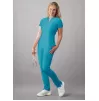 Notched V-neck Top A6002 Teal Blue