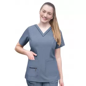 Women's Elevated V-neck Scrub Top P4212 Heather Navy