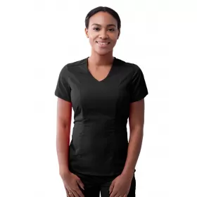 Women's Modern V-Neck Scrub Top P7002 Black