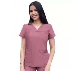 Women’s Sweetheart V-neck Scrub Top P4210 Heather Wine