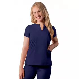 Notched V-neck Top A6002 Navy