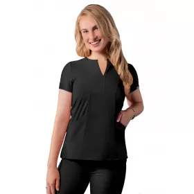 Notched V-neck Top A6002 black