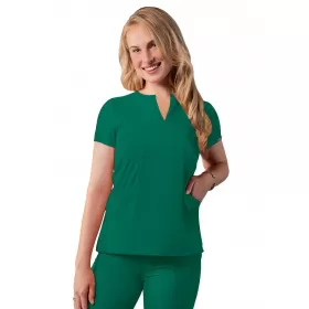 Notched V-neck Top A6002 Hunter Green