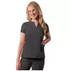 Notched V-neck Top A6002 Pewter