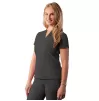 Notched V-neck Top A6002 Pewter