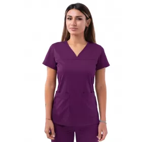 Women’s Sweetheart V-neck Scrub Top P4210 Eggplant