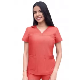 Women’s Sweetheart V-neck Scrub Top P4210 Heather Apple