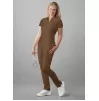 Notched V-neck Top A6002 Mocha Quartz