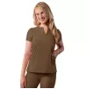 Notched V-neck Top A6002 Mocha Quartz