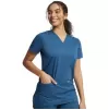 Cherokee Women's Revolution 3-Pocket V-Neck Top WWE620 Caribbean Blue