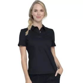 Tuckable Snap Front Polo Shirt WWE698 in Black